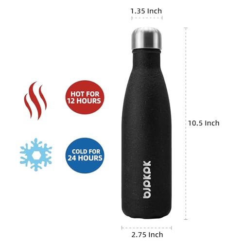 Image of BJPKPK Insulated Water Bottles 17oz Stainless Steel Sports Water Bottles Keep Cold for 24 Hours and Hot for 12 Hours,BPA Free Water Bottl,Glitter Black