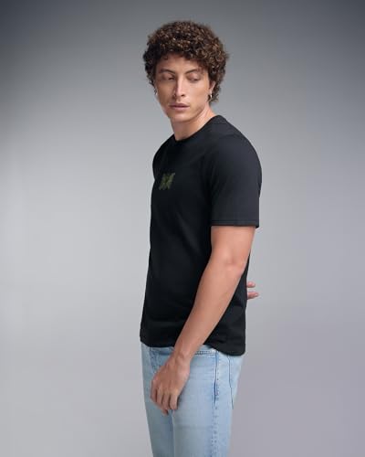 Image of Men's Cotton-Polyester Crew Neck Half Sleeve Relaxed Fit Tee | Workout-from-Home Casual Sports T-Shirt for Travel, Cafes, Walks & Lounge (XM1005)