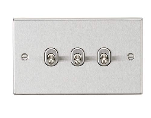 Knightsbridge CSTOG3BC 10AX 3G 2-Way Toggle Switch - Square Edge Brushed Chrome Finish