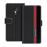 UOGNADGD Funda de Cuero Compatible con Meizu Pro 5 Carcasa Tipo Billetera con Cierre magn�tico Soporte y Ranuras para Tarjetas protecci�n contra Golpes (Negro)