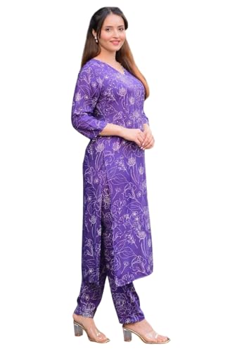 Ensemble kurta imprimé floral en viscose rayonne fluide avec pantalon confort absolu