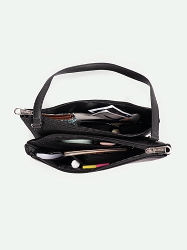 Image of ZOUK Kiya Small Shoulder Bag for Women - Dual-Sided Shoulder Bag with Criss-Cross Design| Handcrafted Purse with Dual Zipper Compartments & Water-Resistant Lining |