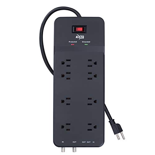 KMC 8-Outlet Surge Protector Power Strip with Overload Switch, 2100J, 6-Foot Cord, ETL