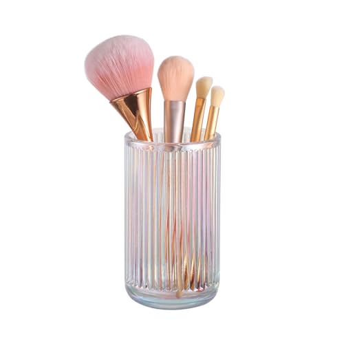 Image of DASITON Makeup Brush Holder Organizer, Crystal Glass Makeup Brushes Storage Holder, Vintage Make Up Brush Cup for Vanity, Pen Pencil Holder for Desk, Toothbrush Holders for Bathroom (Colorful L)