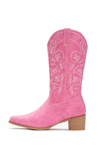 Image of IUV Cowboy Boots For Women Pointy Toe Women's Western Boots Cowgirl Boots Mid Calf Boots