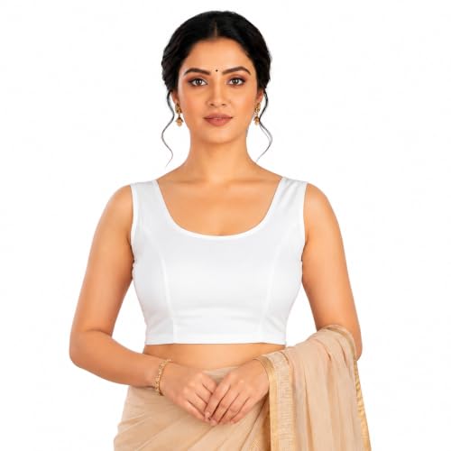 Image of Abhi Readymade Saree Blouse for Women- Sleeveless, Round Neck, Regular-fit, Stretchable, Pull-on Style Blouse