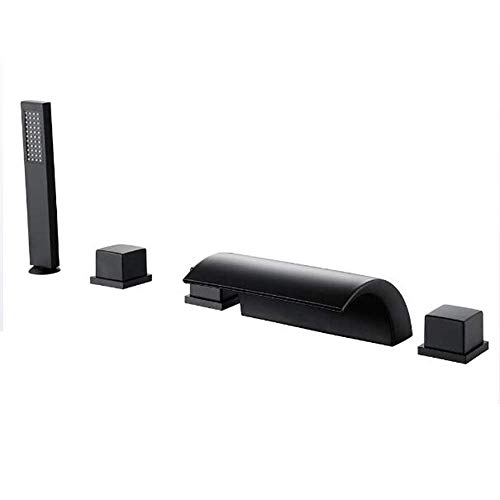 Robinet de baignoire cascade noire avec mitigeur eau chaude et froide en laiton