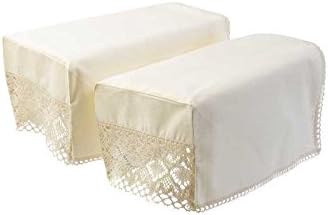 Plain Pair of Standard Square Arm Caps Decorative Settee Sofa Furniture Cover (Cream)