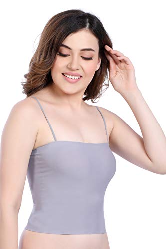 Image of PLUMBURY Women Lightly Padded Seamless Built in Bra Short Slip Camisole, Size S-3XL
