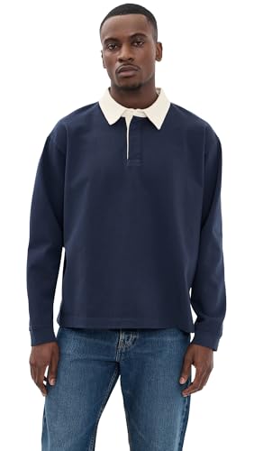 FRAME Men's Rugby Polo Shirt, Dark Navy, M