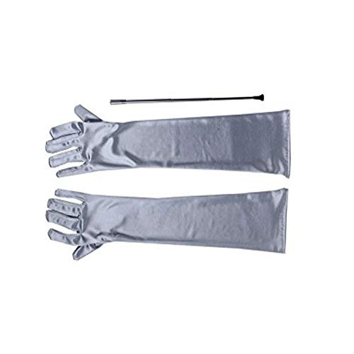 Utopiat Long Expendable Cigarette Holder and Long Satin Opera Glove Set inspiré par Audrey Hepburn Style (Argenté) Cover