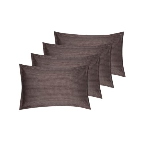 Image of Wakefit 100% Cotton Pillow Cover Set of 4 | 200 TC Soft & Breathable Pillow Cases | Standard Size 18 x 27 Inch | Skin Friendly, Durable & Gentle Machine Washable | Ross Brown