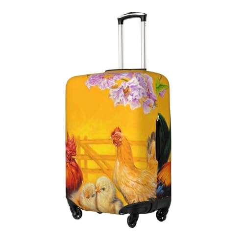 The Chicken Family Rooster Hen And Chicks Luggage Cover Washable Elasticated Luggage Covers for Suitcase TSA Approved Stylish Scratch Resistant Luggage Case Protector2