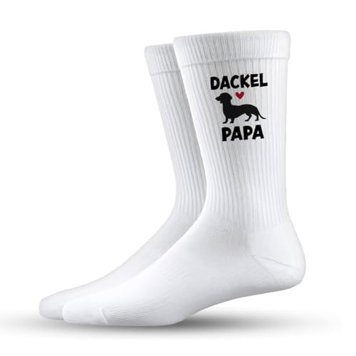 Tassenbrennerei Dackel Papa Socken für Herren | Lustige Dackel Motiv Socken Geschenk für Hundefans Männer Papa (Schwarz/42)