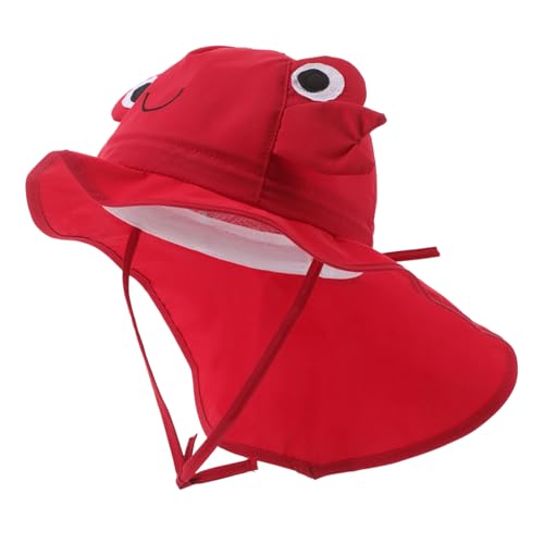 Boys and Girls Wide Brim Sun Hat Neck Flap for Uv Quick-Dry Cartoon Crab Bucket Cap for Beach Outdoor Fun Breathable Boy Girl Sun Hat for Boy Girl Boys and Girls Years Red