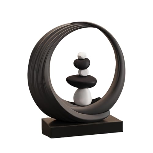 HIRAIDAI Skulptur Büro-Desktop-Harz-Ornamente 28X26X10CM Wohnkultur Einweihungsparty Wohnzimmer Dekoration - Schwarzer Rahmen