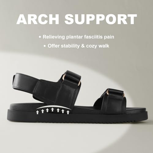 Ankis Black White Beige Nude Women's Flat Sandals Comfort Adjustable Front Strap and with a Back Strap Women Summer Sandals2