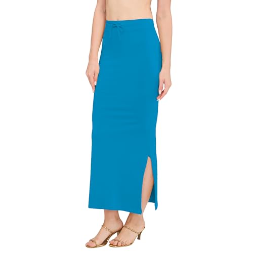 Image of DESI GIRL Cotton Lycra Stretchable Saree Shapewear Petticoat with Drawstring for Women | Fishcut Saree Petticoat with Side Slit for Easy Movement | Saree Shaper | Long inskirt