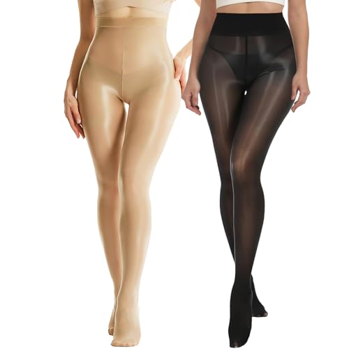Image of Buauty Shimmer Tights for Women, Shiny Oil Pantyhose Stockings, Oil Bright Shaping Tight Ultra Shiny Sheer Tights High Waist