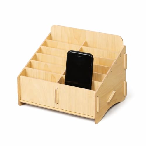 Breewell Store Breewell 12 Grid Wooden Phone Organizer Stand - Image 7
