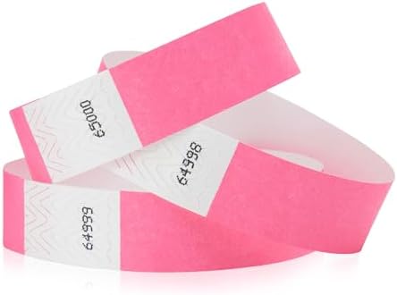 200 WristCo Neon Pink Tyvek Wristbands for Events - Tamper-Proof Design