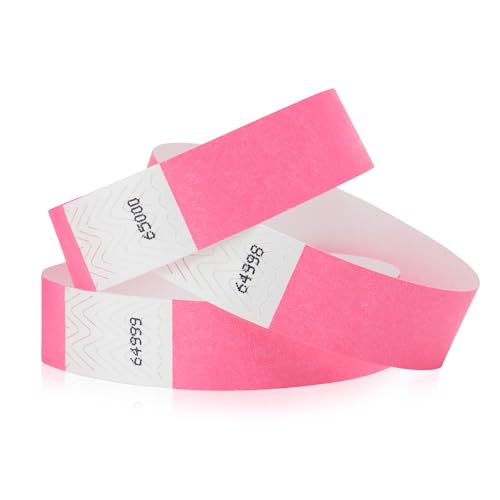 Image of 500 WristCo Neon Pink Tyvek Wristbands for Events - Tamper-Proof Design & Fluorescent Color Prevent Reuse Premium-Grade Bracelets for Hospital & Medical ID, Party & VIP Identification