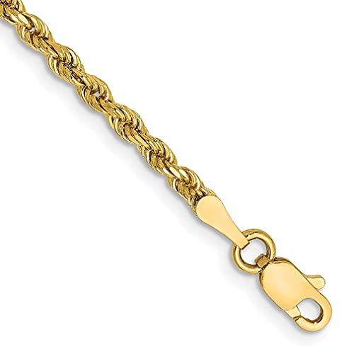 14K Yellow Gold 10 Inch 2.25Mm Diamond Cut Rope Anklet Chain Bracelet Fine Jewelry For Women Gifts For Her #TOP12