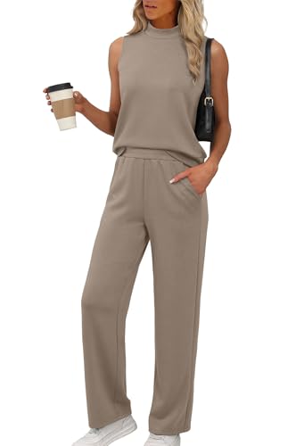 XIEERDUO Lounge Sets for Women Chocolate Brown Fall Clothes Beach