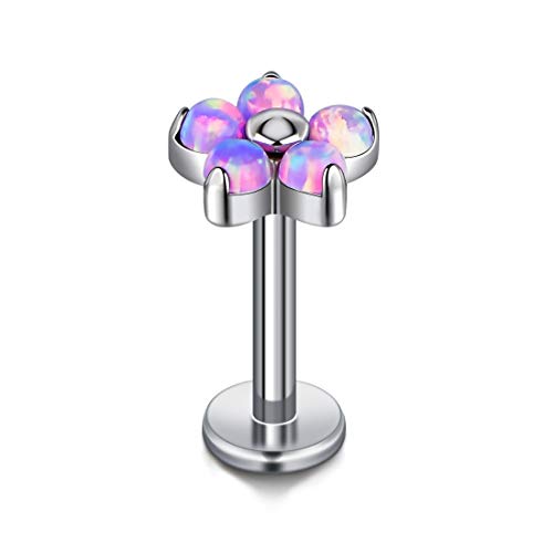 Cizme Titan Lippenpiercing 1,2mm Labret Stecker Opal Blume 6/8/10mm Stab Piercing Lippe Tragus Helix Knorpel Stecker Cover