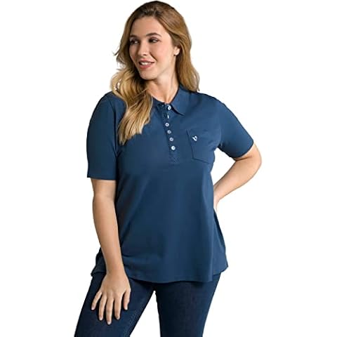 Ulla Popken Damen große Größen Übergrößen Plus Size Poloshirt, Knopfleiste Cover