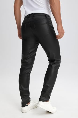 TEGIAS Mens Leather Pants Slim Fit Disco Jeans for Men Stretch4