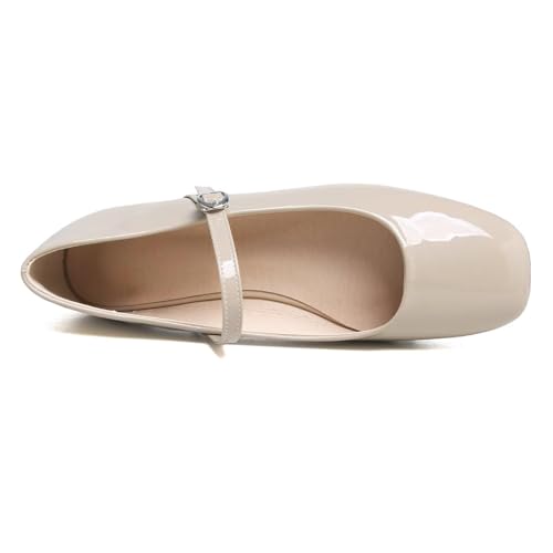 Image of LUXINYU Women's Slip on Flats,Classy Round Toe Solid Classic Mary Jane Ballet Dance Shoes Soft Comfortable PU Flat Shoes