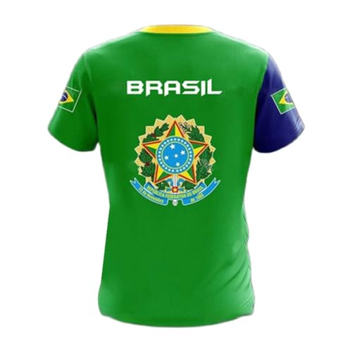 YuanDiann 2024 America Football Coupe T Shirts Brésil Ventilateurs Encourager Sport Casual Homme Femme Enfants Drapeau National Impression Manche Courte Séchage Rapide Respirant Tee Shirt 2# M – vue 2