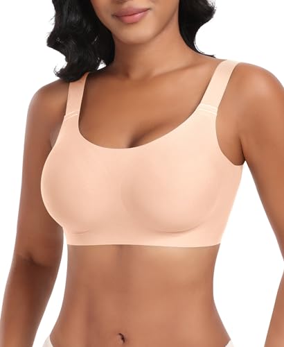 Image of Ganado Jelly Bras for Women No Underwire Wireless Seamless Push Up Bra Full Coverage Tshirt Bras Supportive Padded Bra