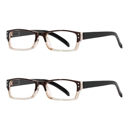 Image of Eyekepper Reading Glasses Men 1.5,Readers for Women, 2 Pack Brown-clear