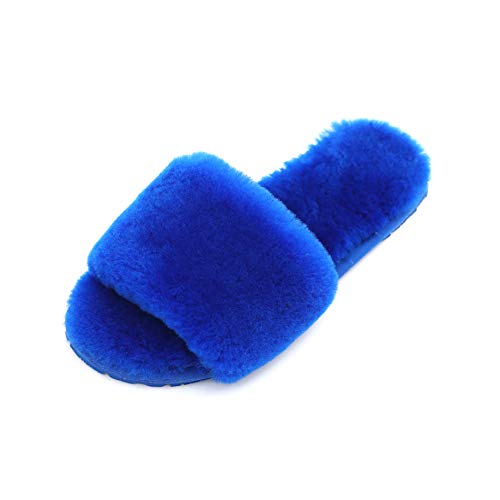Boiled Wool Slippers Women Real Fur Slippers Open Toe House Slippers Luxury Slippers dechic Slippers