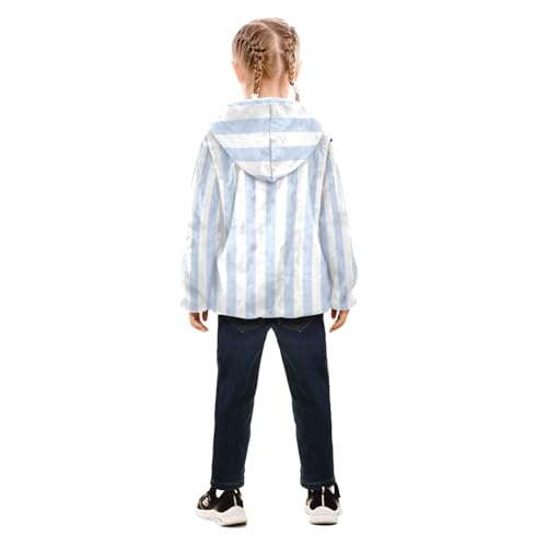 GuoChe Blue Vertical Stripes Hooded Fleece Jacket Baby4