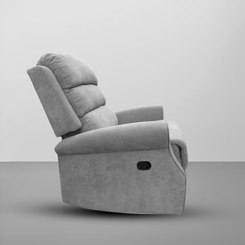 Image of Comfy Fabric 1 Seater Recliner Sofa, Premium Upholstery with Soft Padding & Comfortable Cushions, Manual Recliner Chair for Home & Living Room | Grey