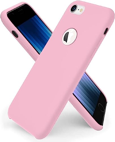 Image of VONZEE Liquid Silicone Soft Back Cover for iPhone 7 Case, Shockproof Slim Camera & Full Body Protection Non Yellowing Cover with Microfiber Lining & Logo Cut (4.7 Inch) -Pink