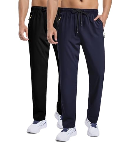 Men's Sweatpants Lightweight Workout Pants with Zipper Pockets Elastic Waist Athletic Pants for Men Exercise Jogging Hiking