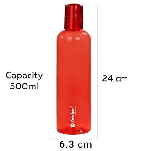 Image of PEARLPET Adira- BPA-free Plastic Water Bottle Set of 6 Pcs, Each 500ml, Assorted Multicolor