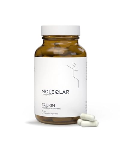 MoleQlar Taurin Kapseln 90 Stück - 3000mg hochreines L-Taurin pro Portion - Verantwortungsvolle Herstellung aus Fermentation - vegan, hochrein, GMO-frei