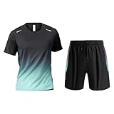 [Ghankga] スポーツウェア メンズ 2点上下セット フィットネスウェア 半袖 ランニングウェア コンプレッションウェア ショートパンツ スポーツタイツ トレーニングウェア 吸汗速乾 通気 夏服 グリーン-XL