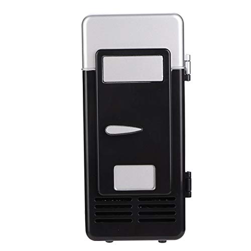 01 02 015 Mini Refrigerator, Compact Size ABS Shell USB Fridge High Efficiency DC 5V 10W with LED Light for Office for Bedroom(black)