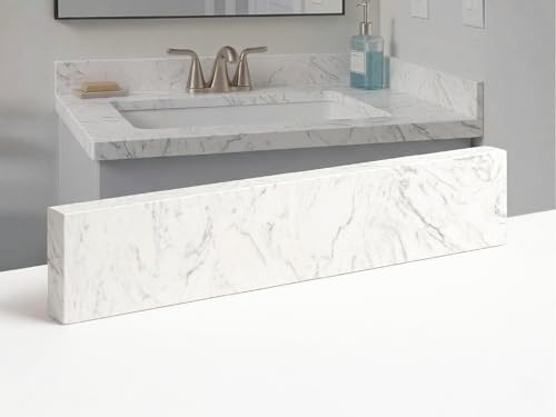 Image of Bathroom Vanity Sink Backsplash /Sidesplash (Engineered Carrara Marble, 4 inch x 42 inch)