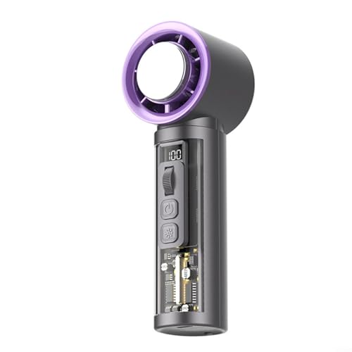 Puupaa Ventilador turbo de mano, ventilador portátil recargable por USB con 100 velocidades, pantalla LED, mini ventilador de escritorio para viajes, exteriores, hogar, oficina (blanco)