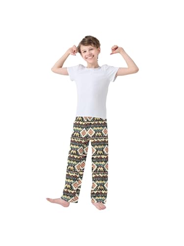 Vintage Aztec Boho Boys Pants for Kids Jogger Pants with Pockets S3