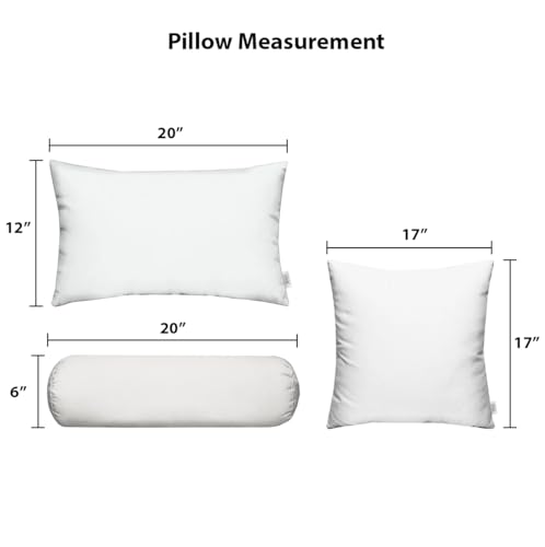 RSH DECOR: 6-Pack Red White & Blue Pillow Set | All-Weather Spun Fabric | Water & Fade-Resistant | Outdoor Pillows Lumbar, Square, & Neck Roll | Red, White, Navy Blue