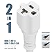 3-Foot 15 Amp Household AC Plug to 20 Amp T Blade Adapter Cable，14AWG 3-Foot 15 Amp to 20 Amp Plug Adapter Cord Nema 5-15P to 5-15R/5-20R 20Amp Comb AC Power Cord, White