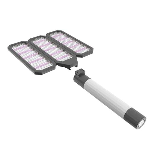2 en 1 Hibrido Lámpara Matamoscas Electrico, Lampara Antimosquitos, Plegable Raqueta Mosquitos Electrica USB Recargable, Portátil para Inicio, Patios, Jardines, Camping Interiores y Exteriores, Gris